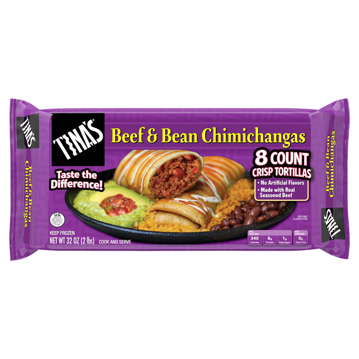 slide 1 of 9, Tina's Beef & Bean Chimichangas, 32 oz