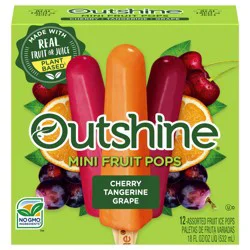 Outshine Cherry, Tangerine, and Grape Frozen Fruit Pops, Variety Pack, 12 Count
