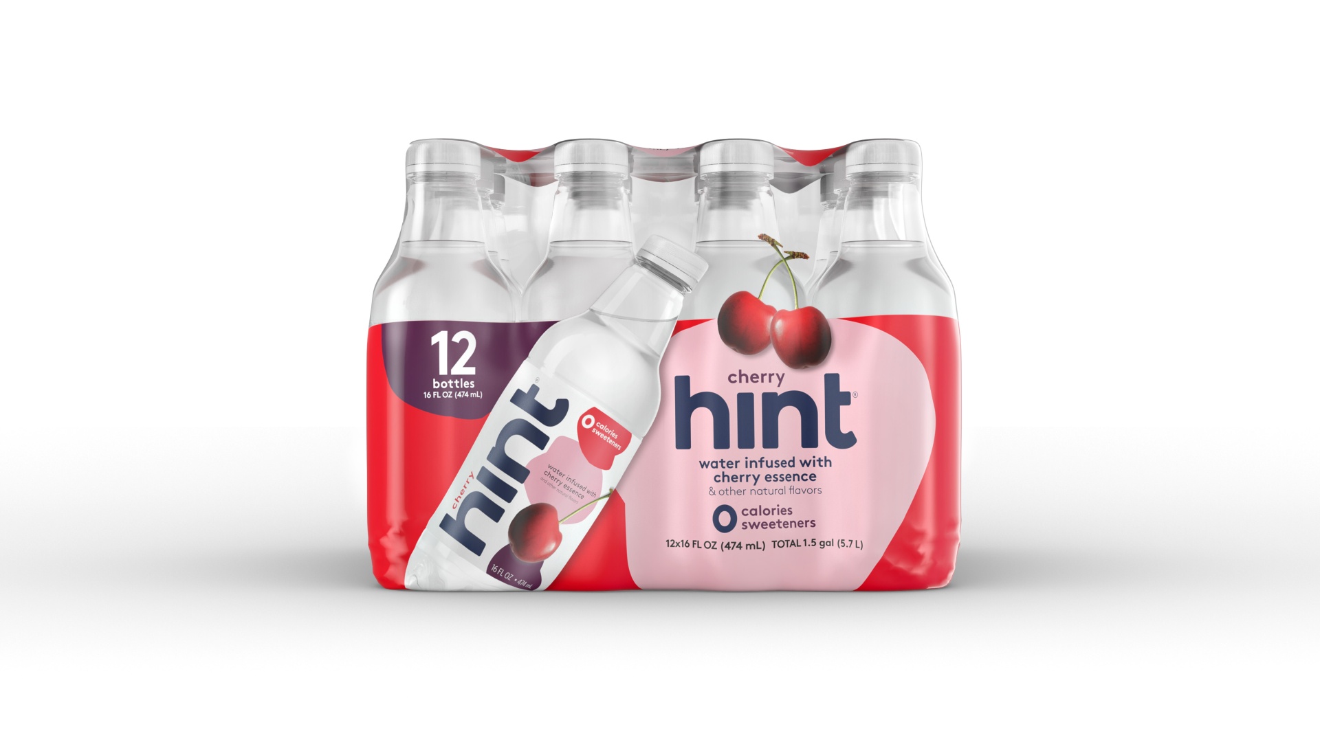 slide 1 of 1, hint Cherry Flavored Water - 12 ct; 16 fl oz, 12 ct; 16 fl oz