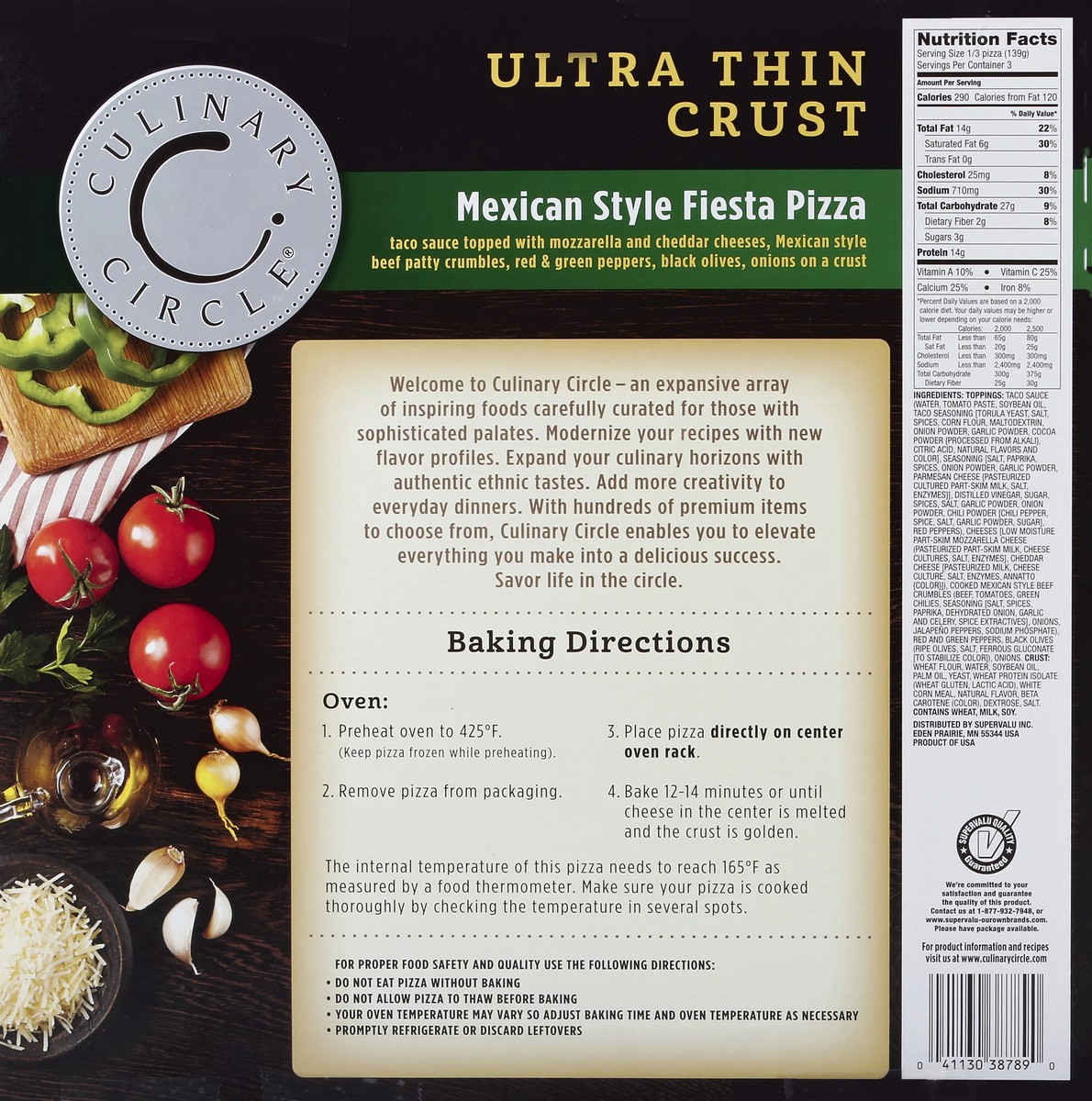 slide 6 of 6, Culinary Circle Pizza, Ultra Thin Crust, Mexican Style Fiesta, 14.75 oz
