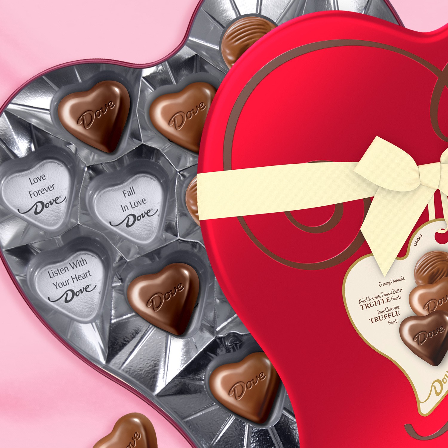 slide 2 of 8, DOVE Valentines Day Assorted Chocolate Candy, Heart-Shaped Gift Tin, 9.82 oz, 9.82 oz