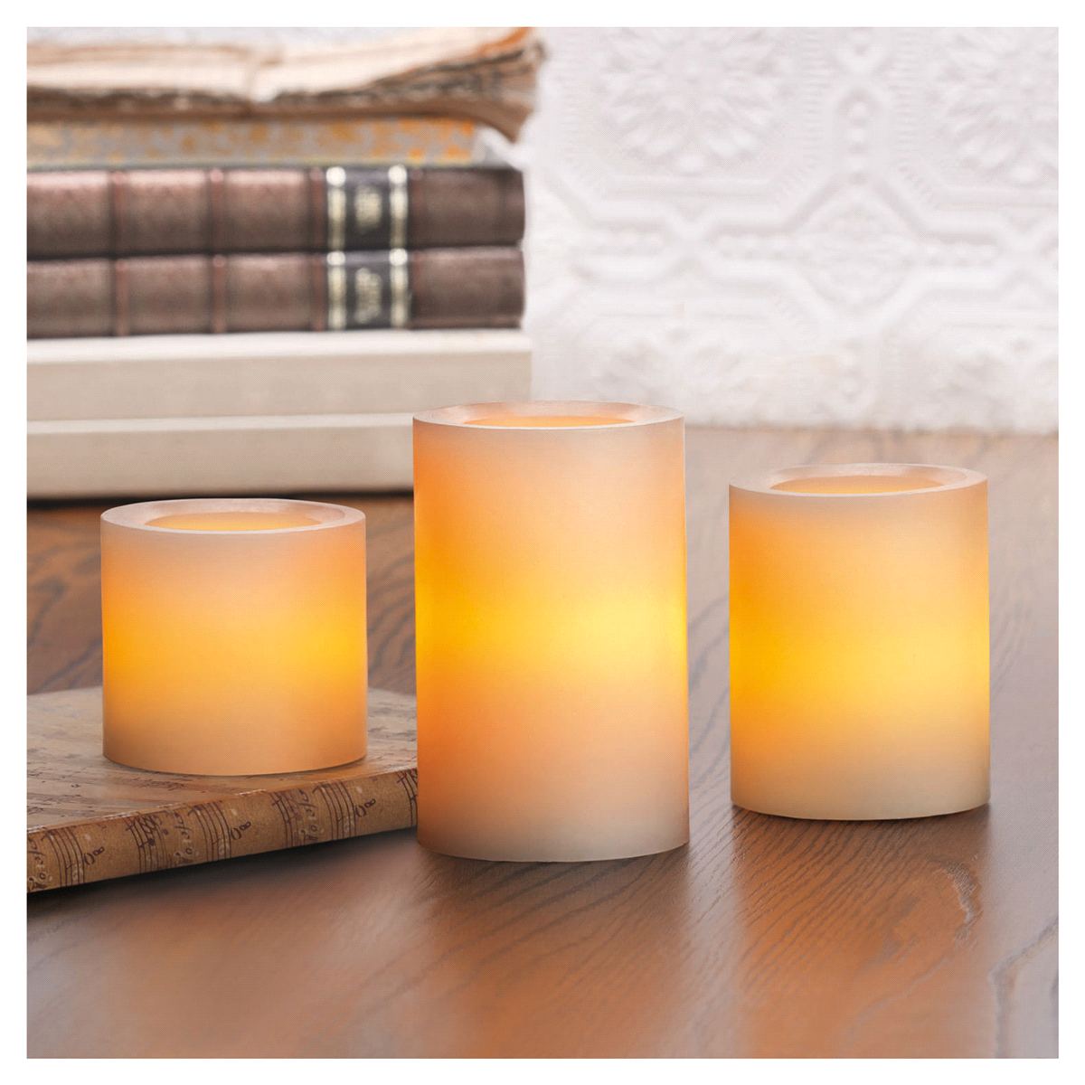 slide 1 of 1, Sterno Home Wax Pillar Candles - 3 Pack - Cream, 3 ct