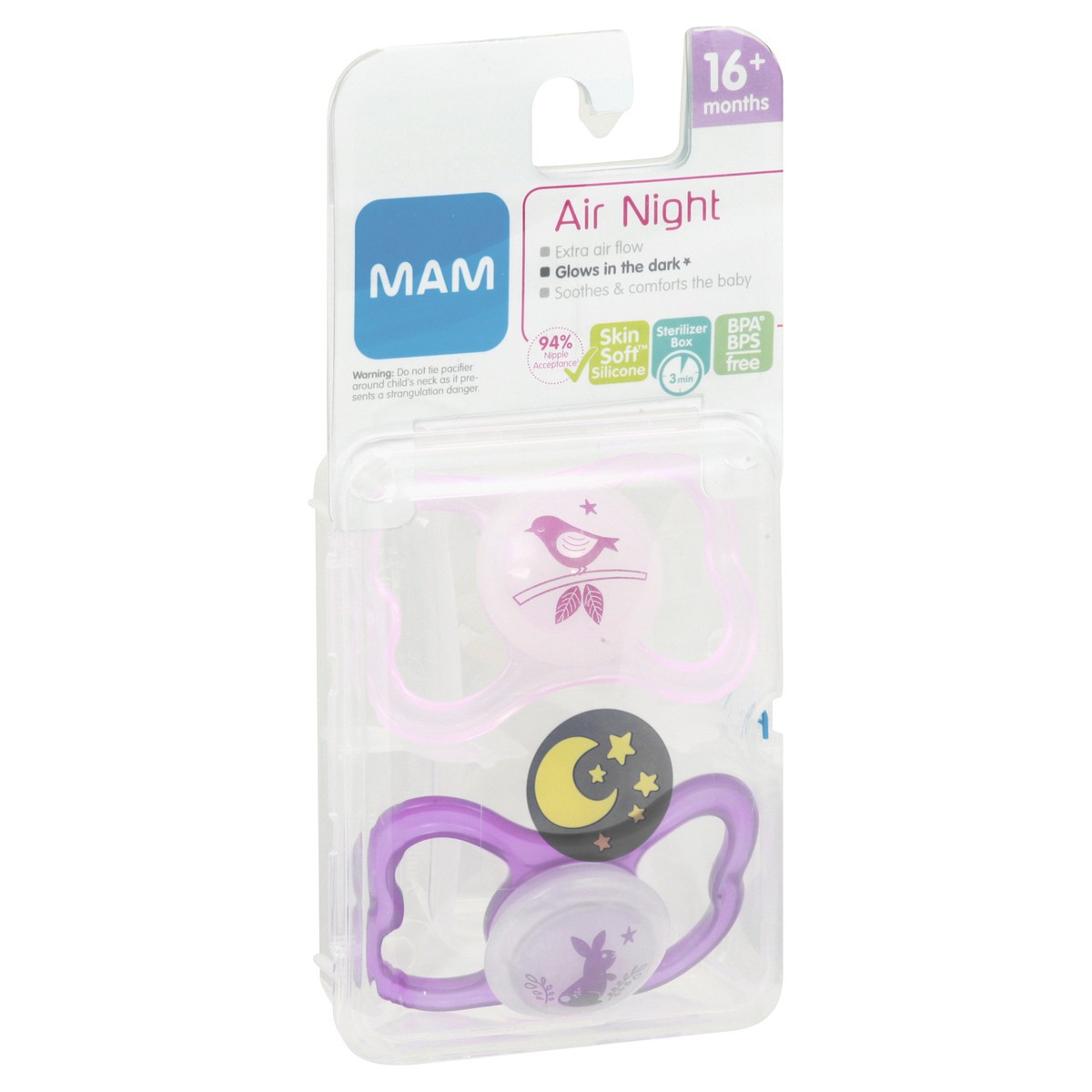 slide 9 of 11, MAM Air Night 16+ months Pacifier 2 ea, 2 ct