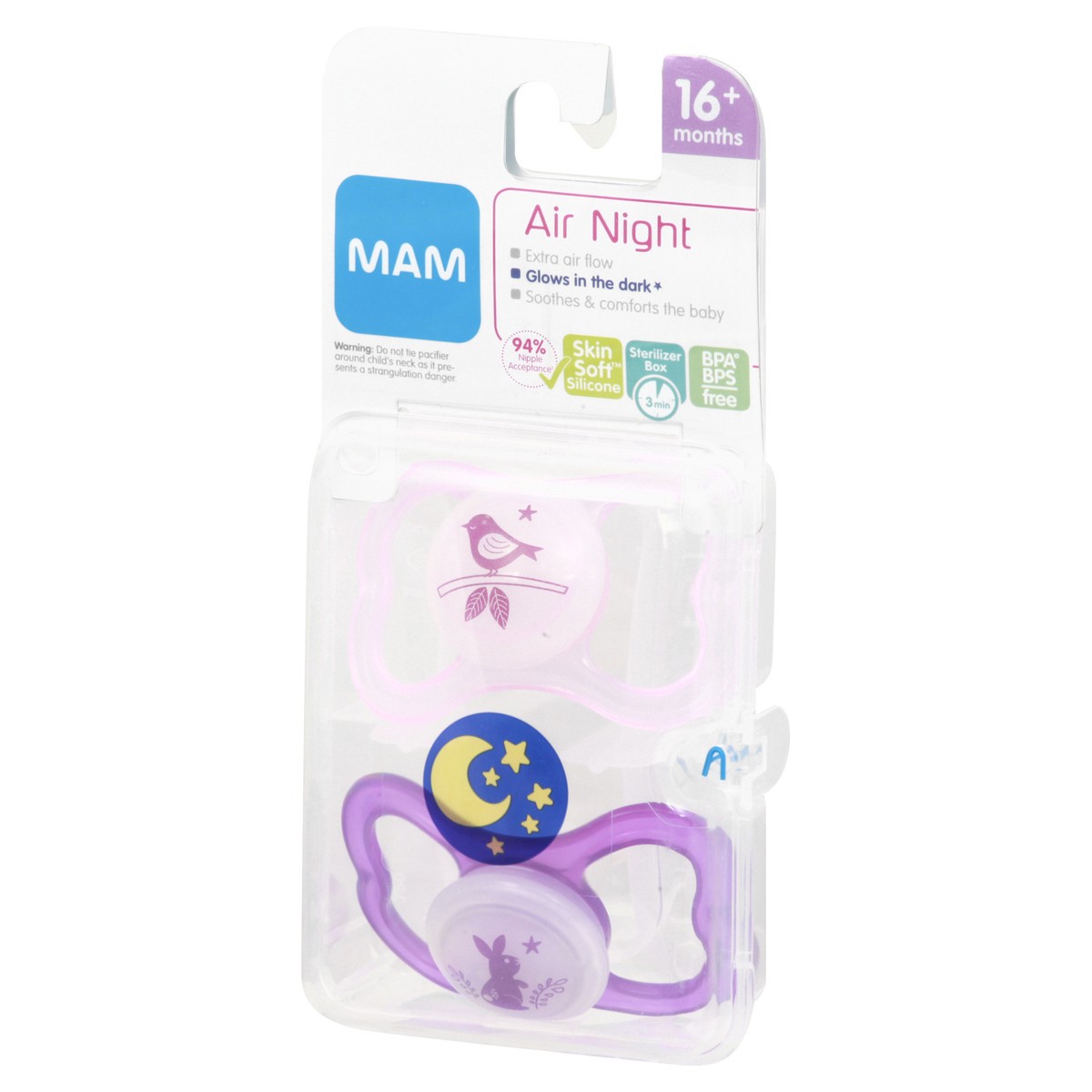 slide 10 of 11, MAM Air Night 16+ months Pacifier 2 ea, 2 ct