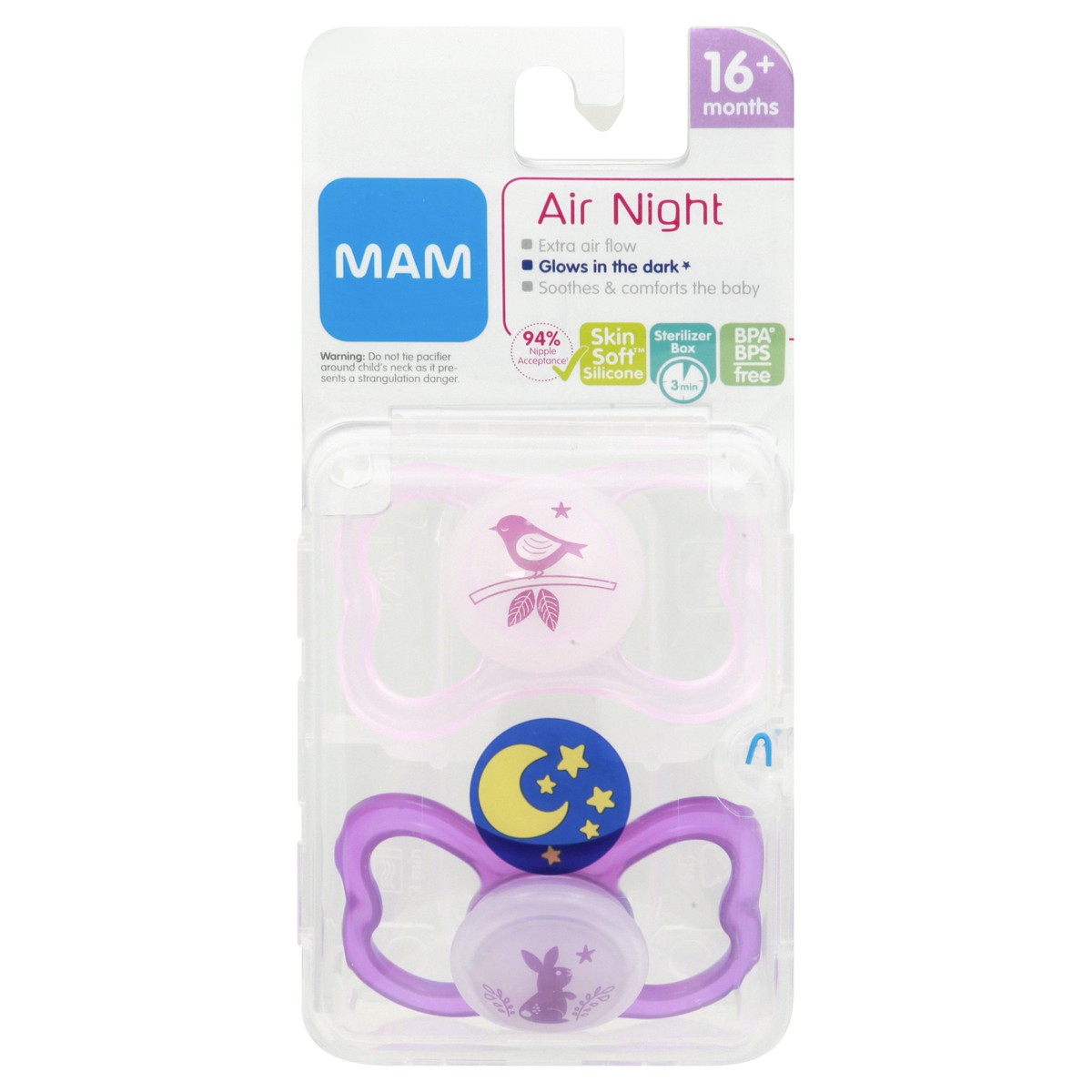 slide 11 of 11, MAM Air Night 16+ months Pacifier 2 ea, 2 ct