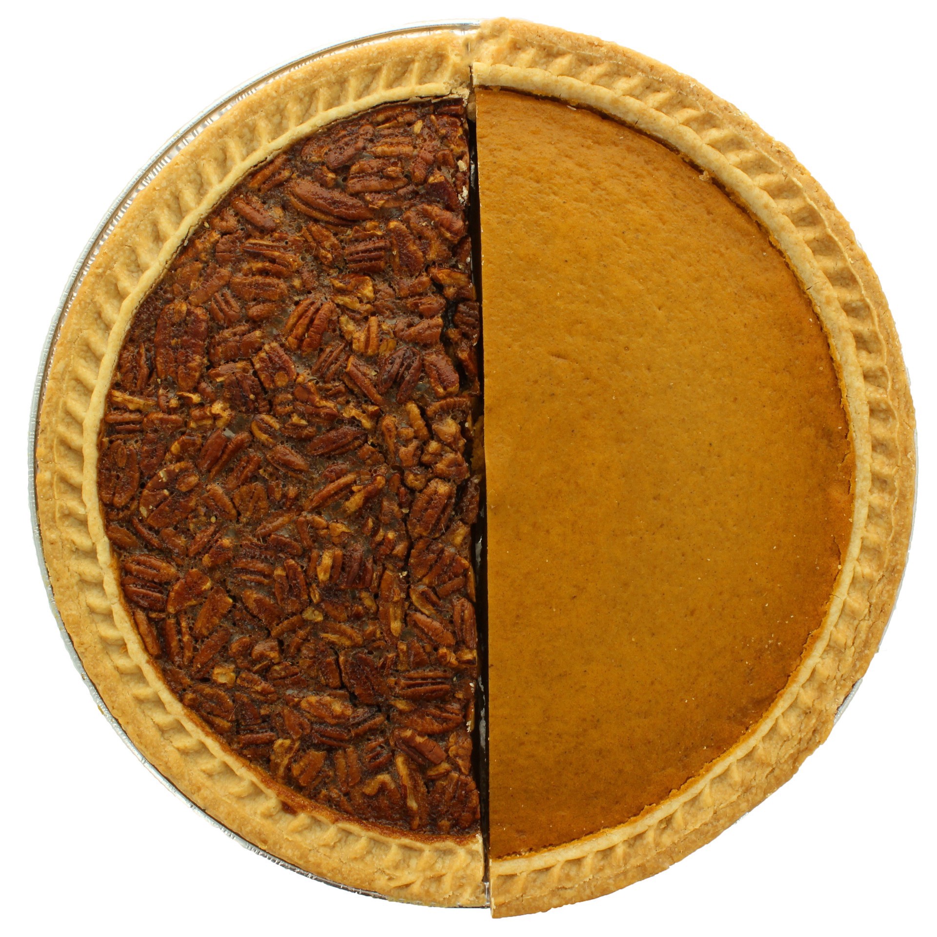 slide 1 of 1, H-E-B Bakery Gourmet 1/2 Pumpkin 1/2 Pecan Pie, 10 ft