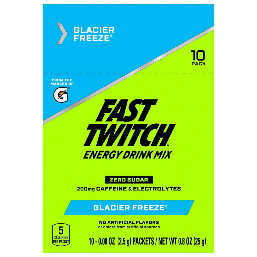 slide 2 of 4, Fast Twitch Zero Sugar Energy Drink Mix - Glacier Freeze, 10 ct; 0.08 oz
