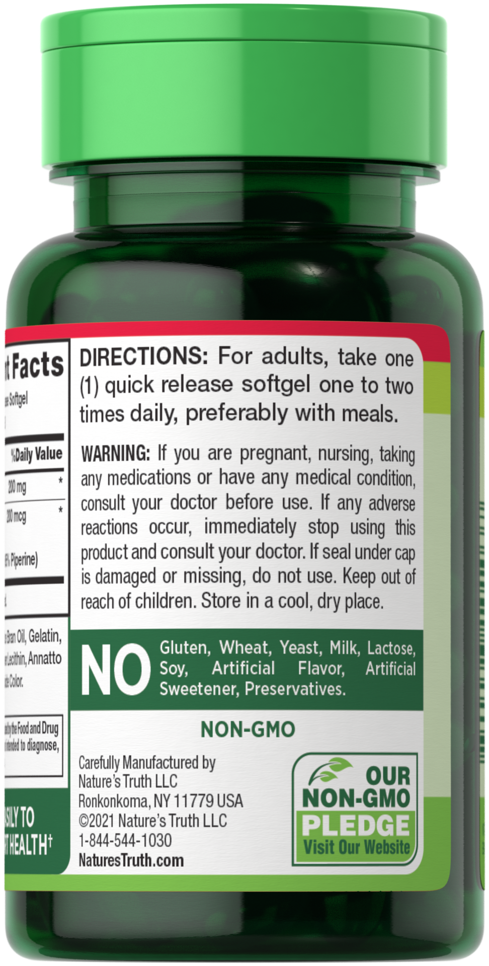 slide 4 of 4, Nature's Truth Enhanced Absorption CoQ-10 200 mg plus Black Pepper Extract, 50 ct