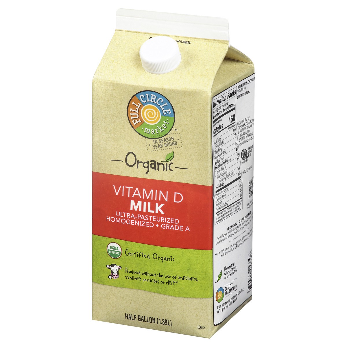 slide 2 of 9, Full Circle Market Organic Whole Milk, 64 fl oz