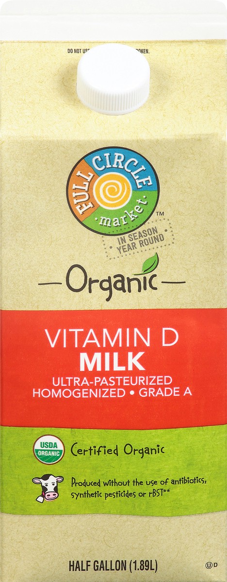 slide 1 of 9, Full Circle Market Organic Whole Milk, 64 fl oz