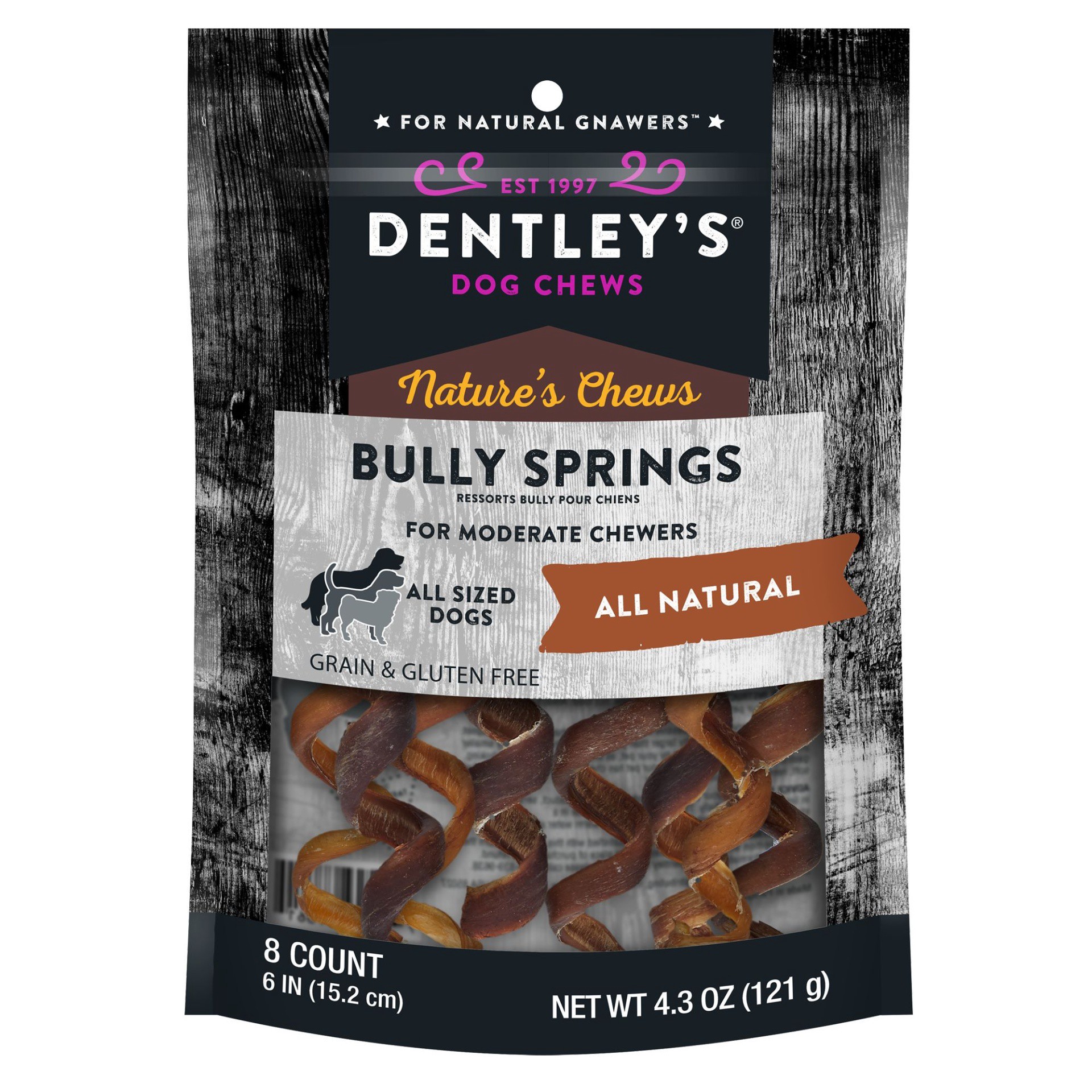 slide 1 of 1, Dentley's Bully Springs Dog Chew, 8 ct