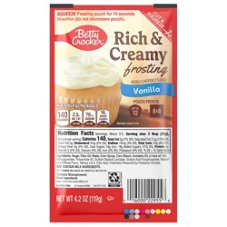 Betty Crocker Rich & Creamy Vanilla Frosting Pouch, 4.2 OZ