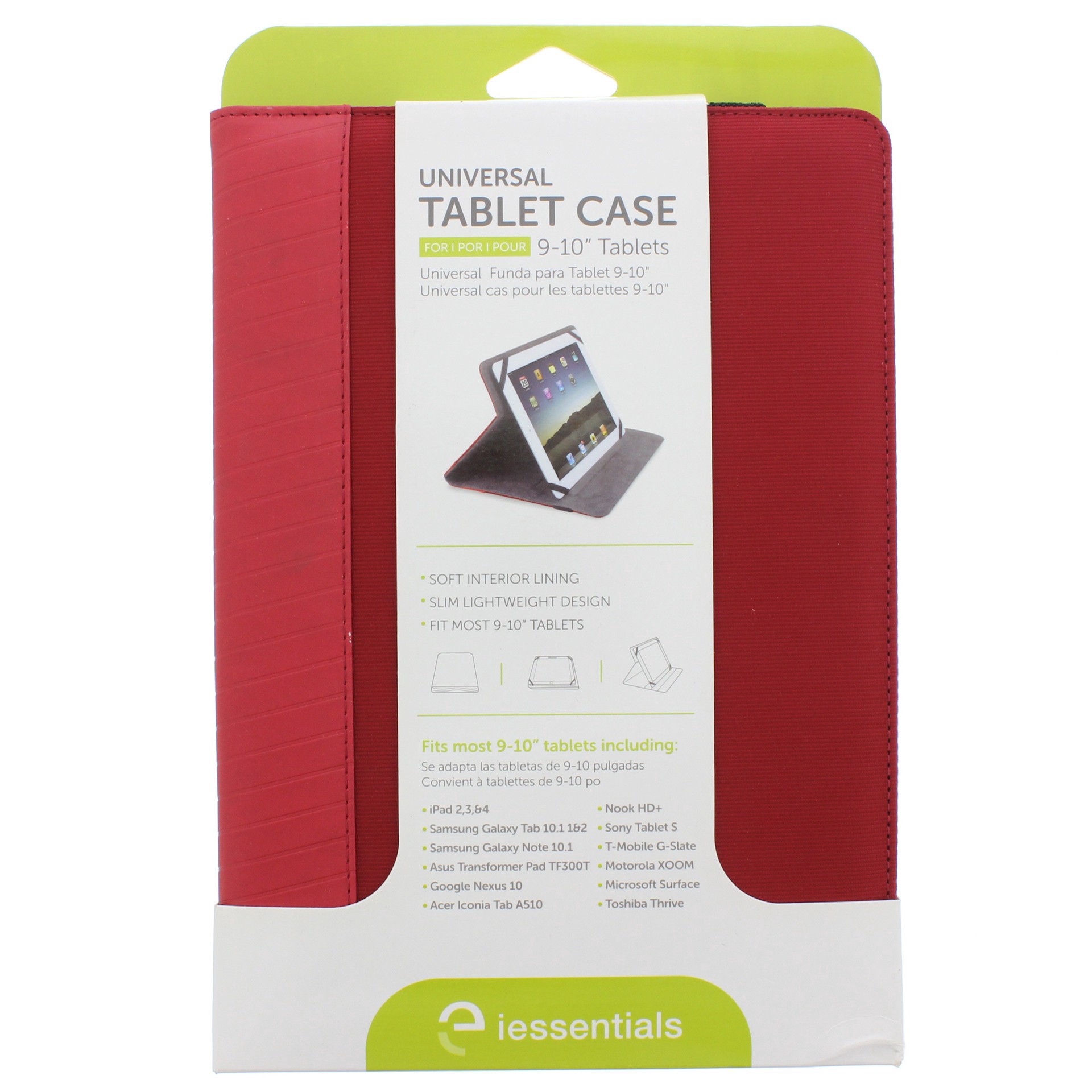 slide 1 of 1, iEssentials Universal Red Folio 9 to 10 Inch Tablet Case, 1 ct