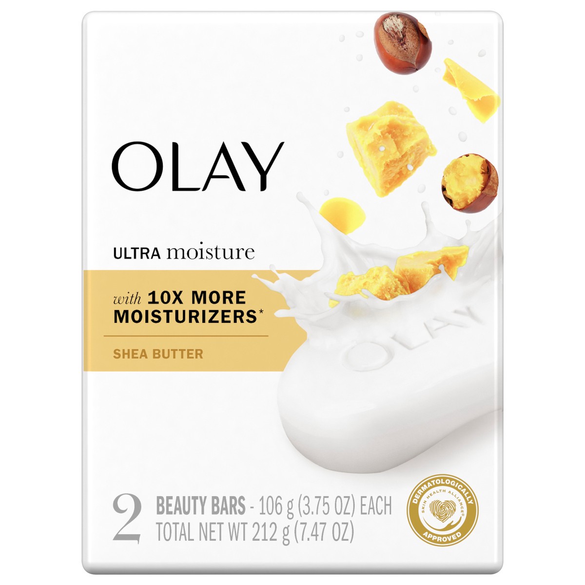 slide 1 of 3, Olay Moisture Outlast Ultra Moisture Shea Butter Beauty Bar with Vitamin B3 Complex 3.75 oz, 2 count, 2 ct