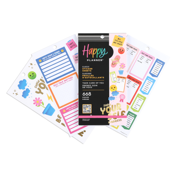 slide 2 of 6, Happy Planner Classic Stickers, 9"H X 4-3/4"W X 1/4"D, Take Care Of You, Value Pack Of 688 Stickers, 688 ct