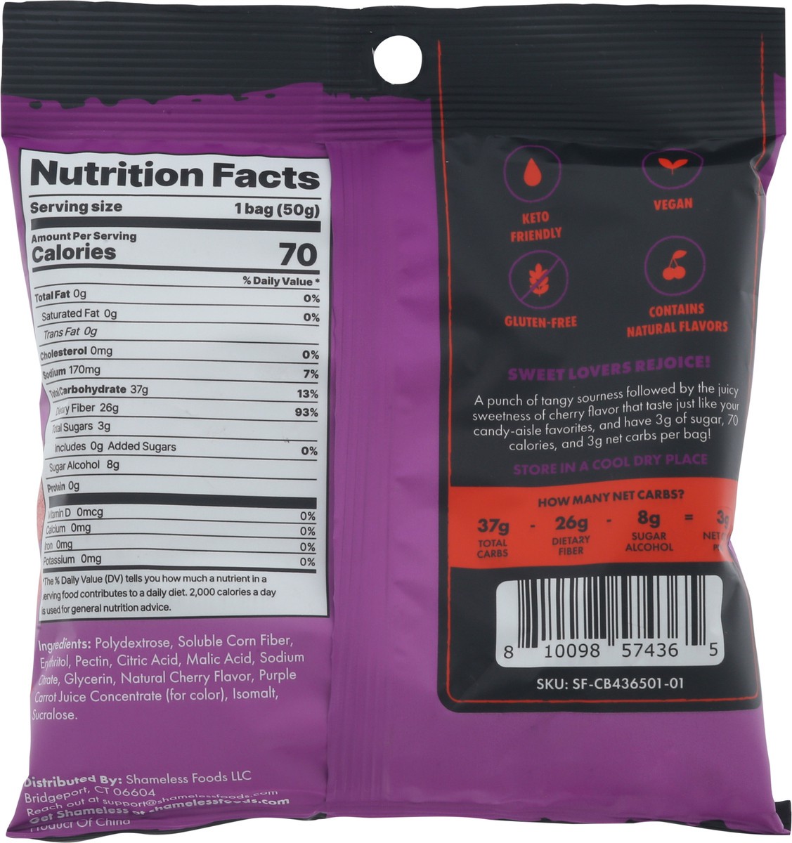 slide 2 of 13, Shameless Snacks Super Sour Cherry Bomb Gummy Candy 1.8 oz, 1.8 oz