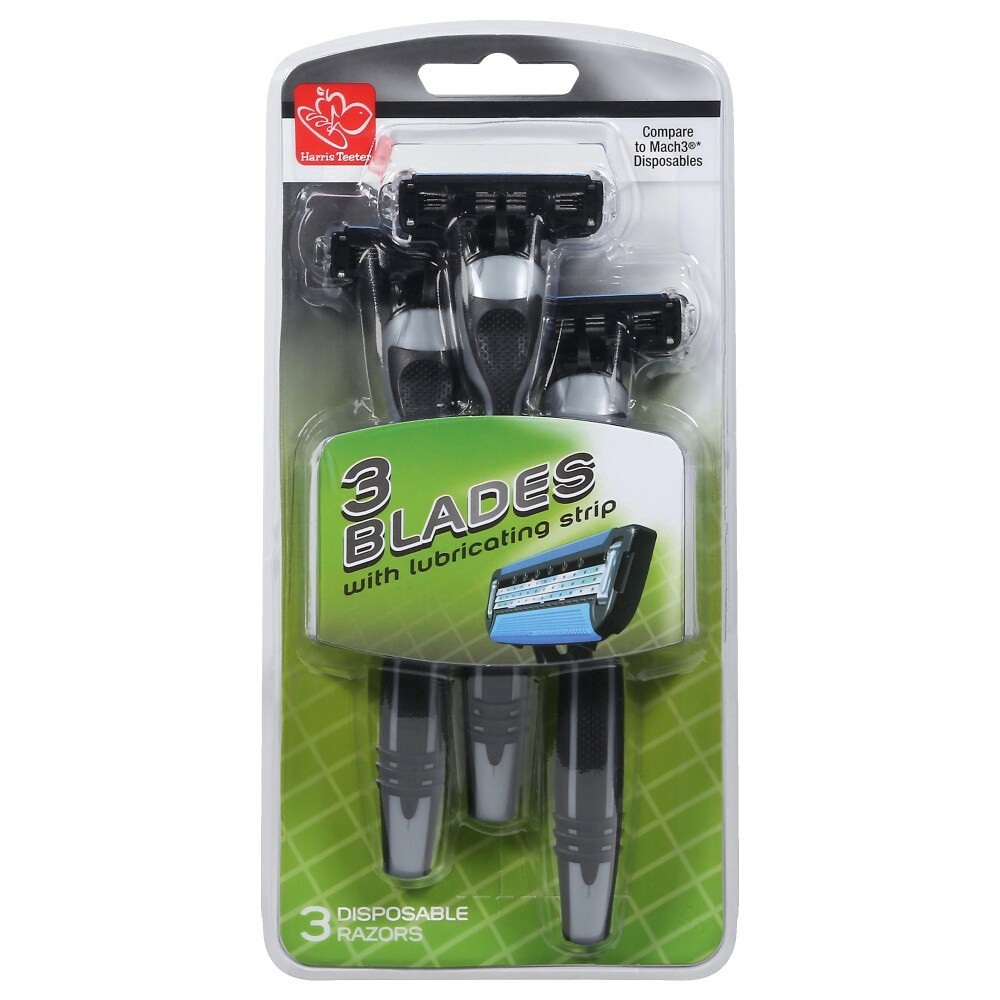 slide 2 of 2, Harris Teeter Three Blades With Lubricating Strip, 3 ct