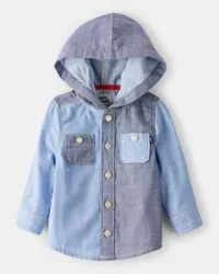 Oshkosh Baby Boy Long-Sleeve Hooded Chambray Shirt - Blue - 6M