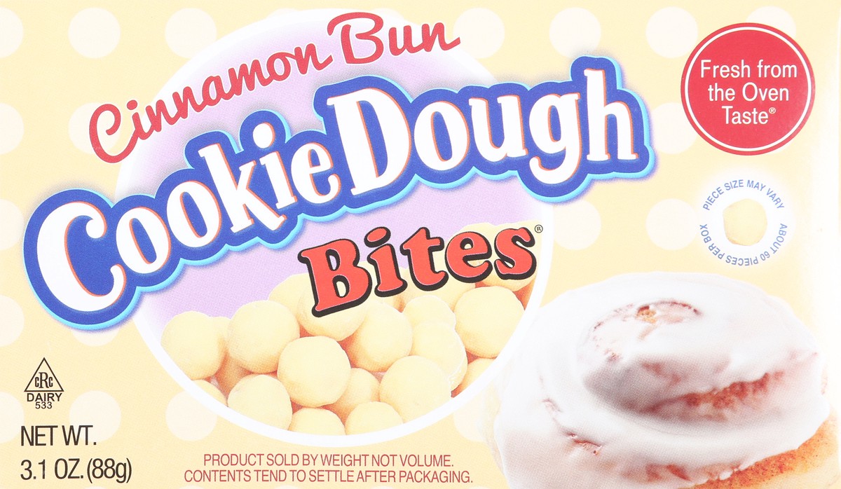 slide 1 of 12, Cookie Dough Bites Snacks, Cinnamon Bun, 3.1 oz