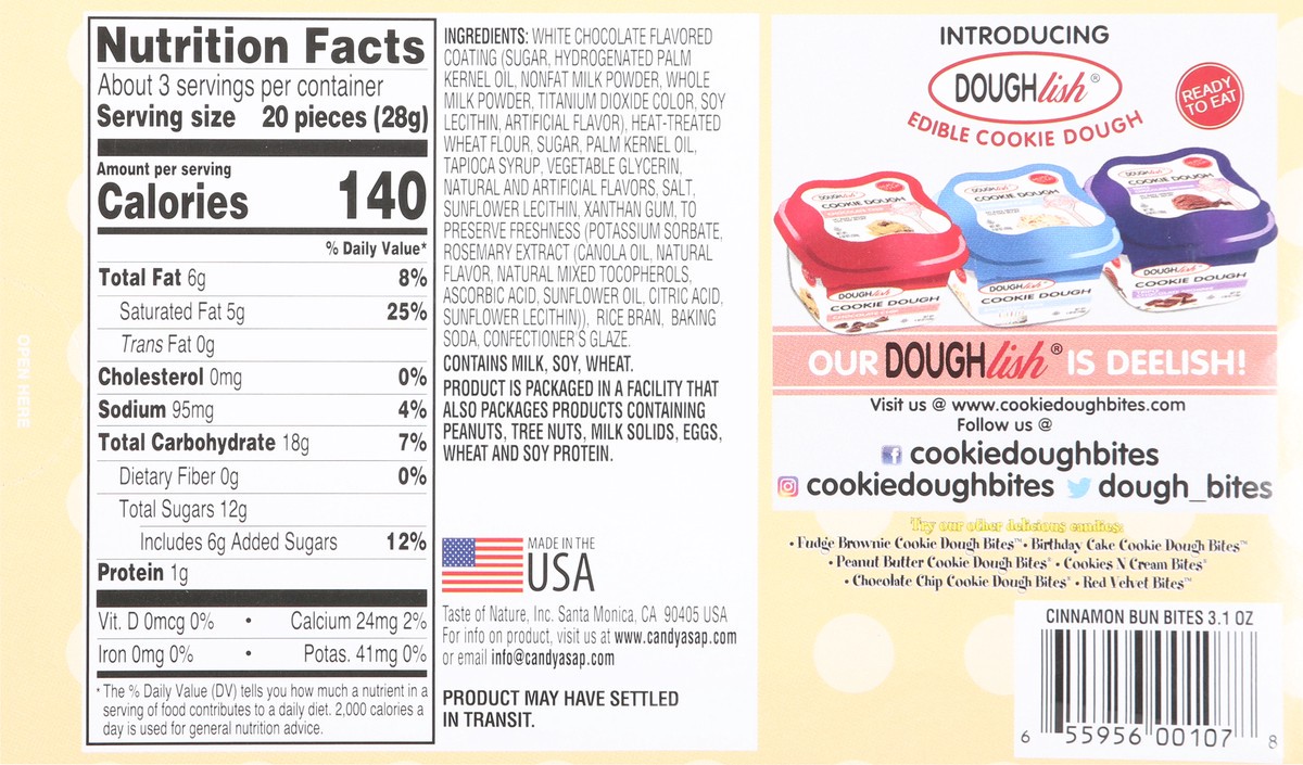 slide 6 of 12, Cookie Dough Bites Snacks, Cinnamon Bun, 3.1 oz
