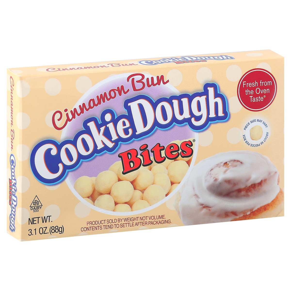 slide 2 of 12, Cookie Dough Bites Snacks, Cinnamon Bun, 3.1 oz