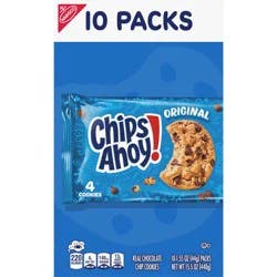 CHIPS AHOY! Original Chocolate Chip Cookies, 10 Snack Packs (4 Cookies Per Pack)
