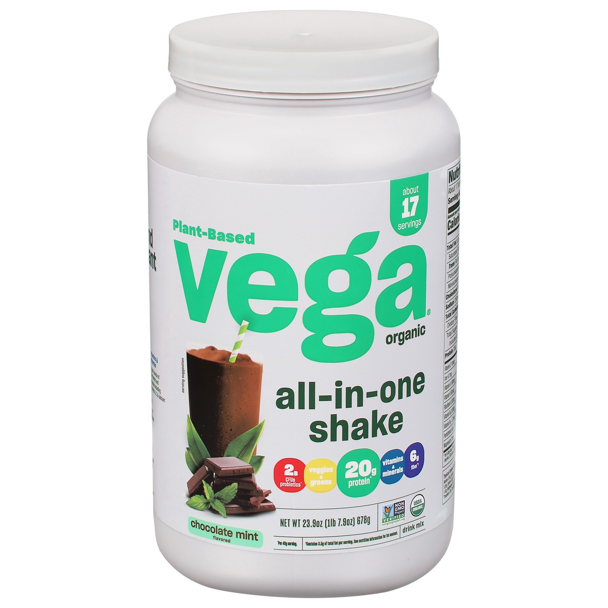 slide 1 of 9, Vega Organic Chocolate Mint All-in-One Shake 23.9 oz, 23.9 oz