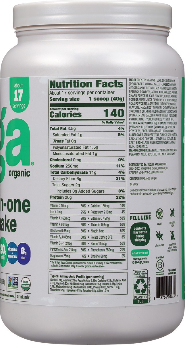 slide 8 of 9, Vega Organic Chocolate Mint All-in-One Shake 23.9 oz, 23.9 oz