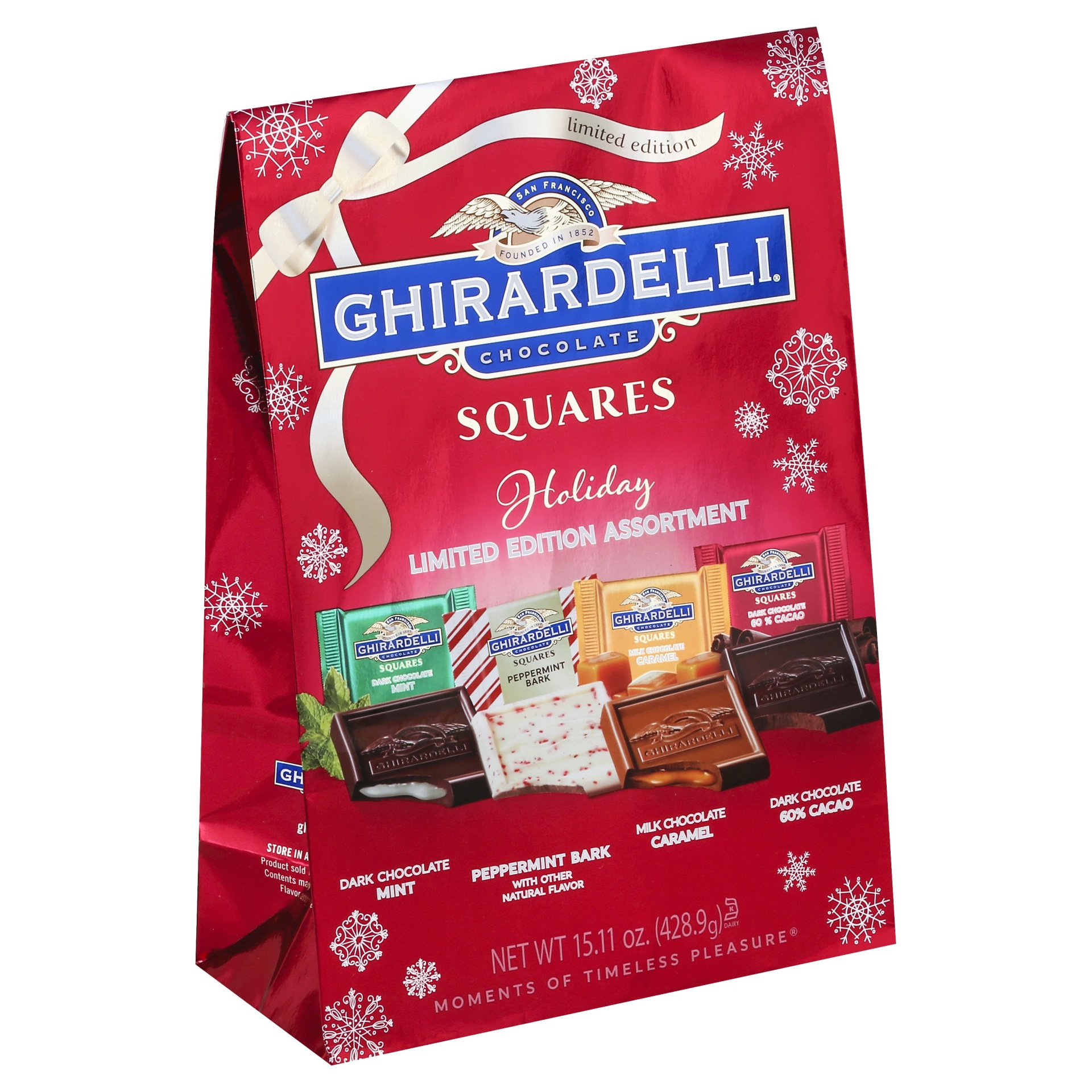 Ghirardelli Christmas Limited Edition Squares Assorted XL Bag 15.11 oz