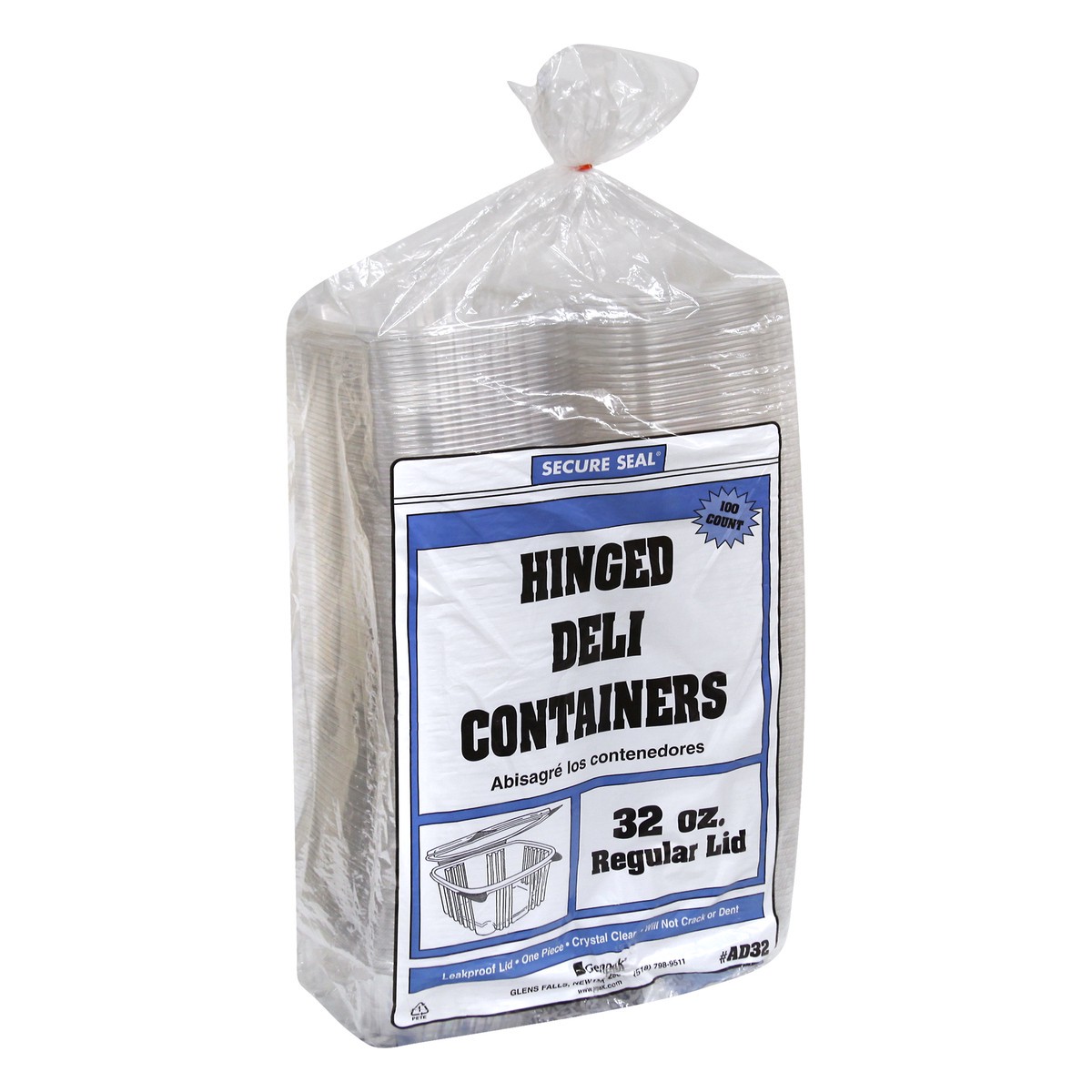 slide 5 of 11, Secure Seal 32 Ounce Hinged Containers 100 ea, 100 ct