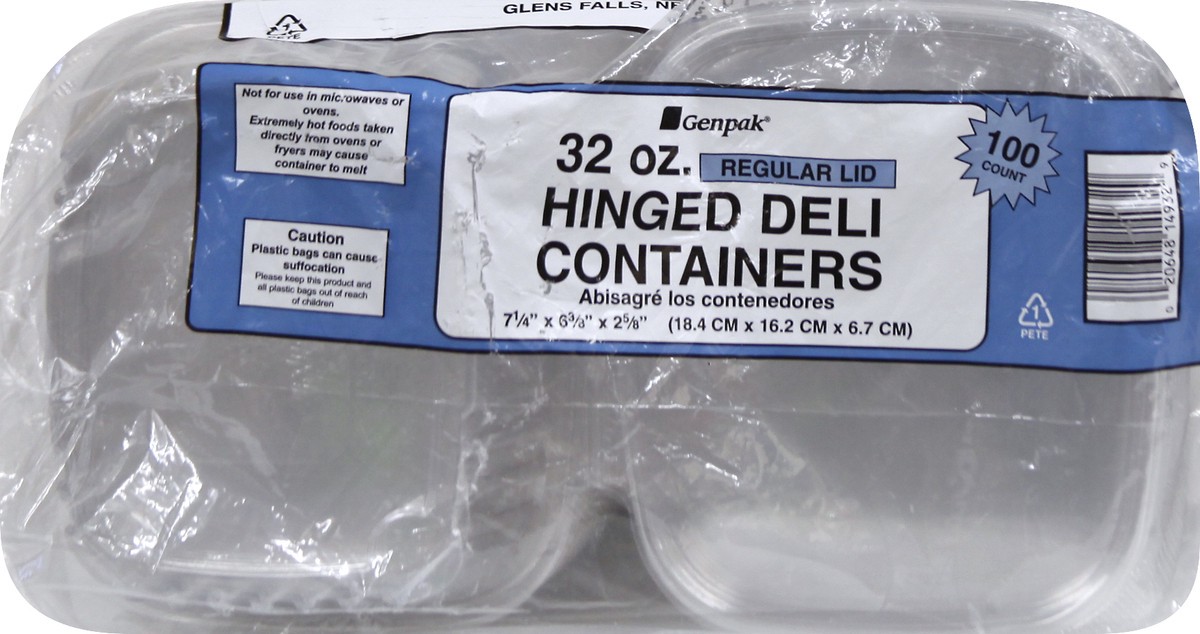 slide 3 of 11, Secure Seal 32 Ounce Hinged Containers 100 ea, 100 ct