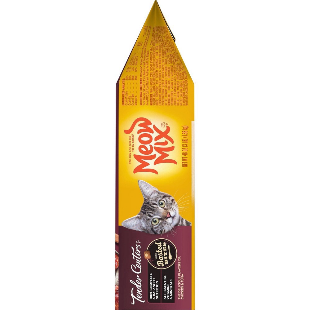slide 10 of 15, Meow Mix Tender Centers Dry Cat Food with Basted Bites, Chicken & Tuna Flavors, 3 Pound Bag, 48 oz