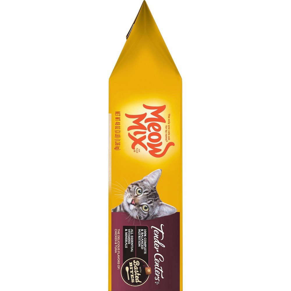 slide 3 of 15, Meow Mix Tender Centers Dry Cat Food with Basted Bites, Chicken & Tuna Flavors, 3 Pound Bag, 48 oz