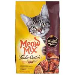 Meow Mix Tender Centers Dry Cat Food with Basted Bites, Chicken & Tuna Flavors, 3 Pound Bag