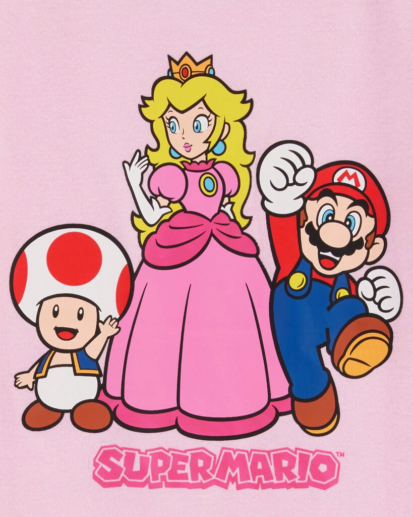 slide 2 of 2, Carter's Kid Super Mario Print Jersey 2-Piece Pajamas Pink 5, 1 ct