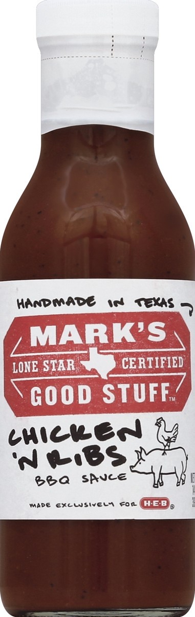 slide 3 of 3, Mark's Good Stuff Chicken N Ribs BBQ Sauce, 14 oz