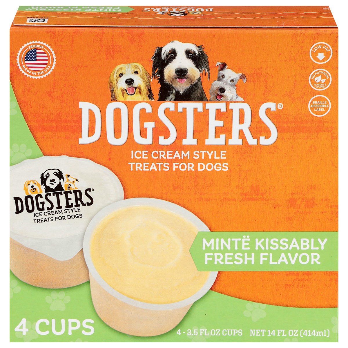 slide 1 of 10, Dogster's Ice Cream Style Minte Kissably Fresh Flavor Treats for Dogs 4 - 3.5 fl oz Cups, 4 ct