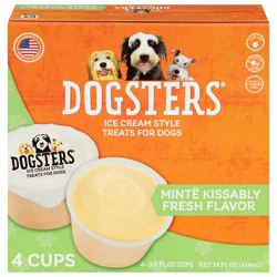 Dogster's Ice Cream Style Minte Kissably Fresh Flavor Treats for Dogs 4 - 3.5 fl oz Cups
