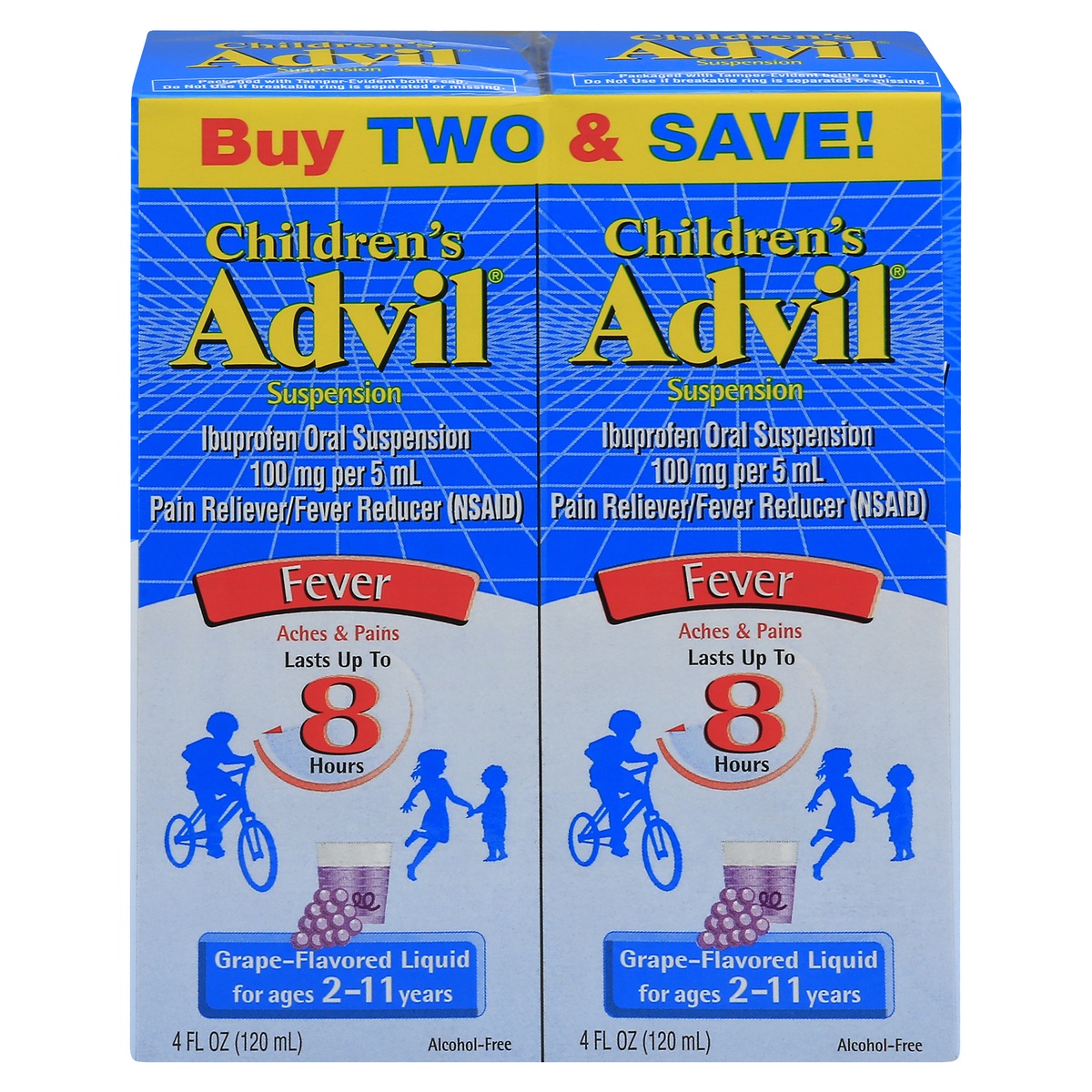 Children's Advil Liquid Ibuprofen Oral Suspension Fever, Grape 2 ct; 4