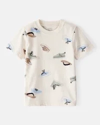Carters Toddler Boy Shoe-Print Short-Sleeve Tee - Cream Cream 3T