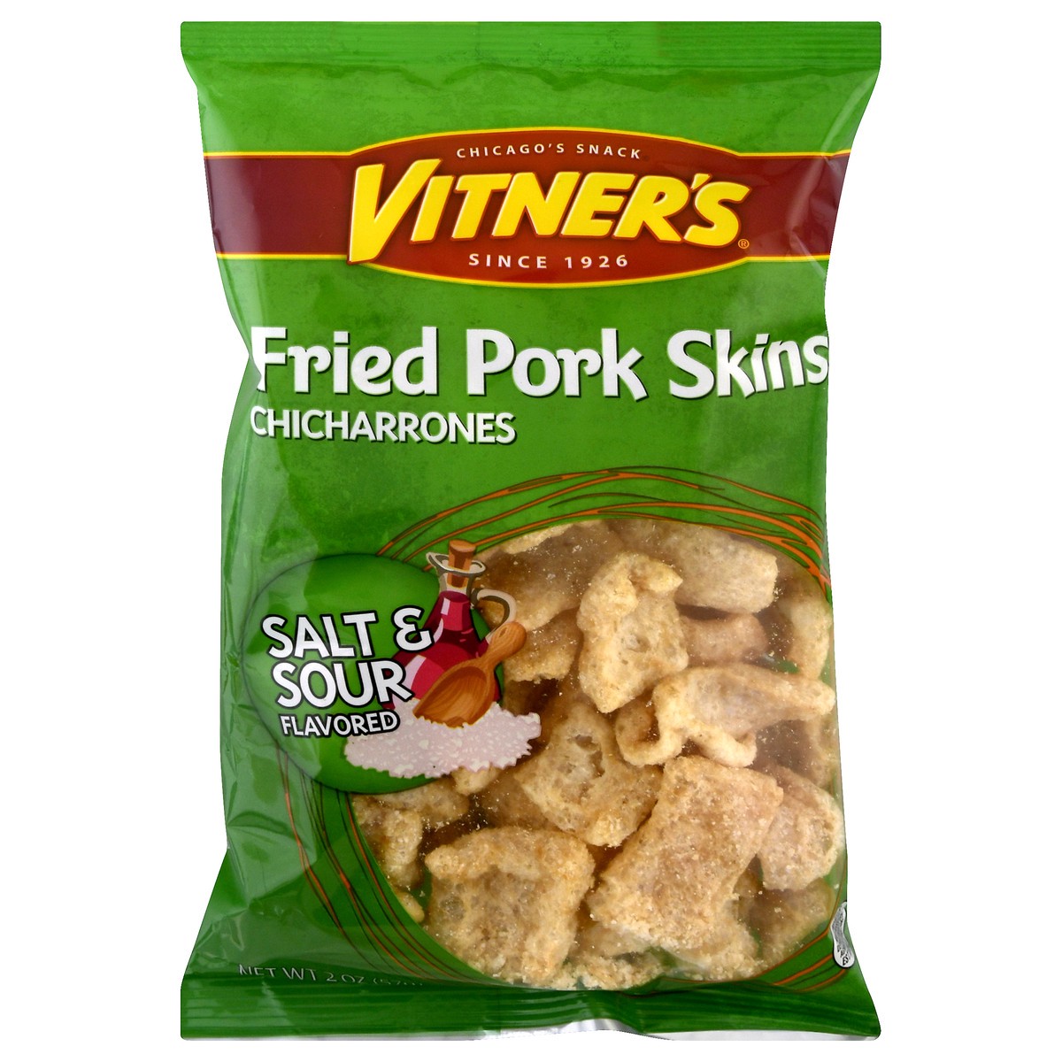 slide 13 of 13, Vitner's Fried Pork Skin Salt & Sour Flavored Chicharrones 2 oz, 2 oz