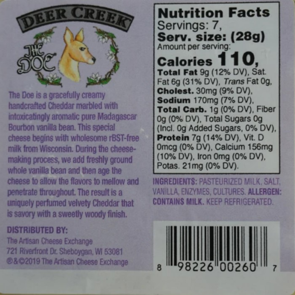 slide 4 of 4, Deer Creek Cheese Doe Cheddar Bourbon, 7 oz, 7 oz