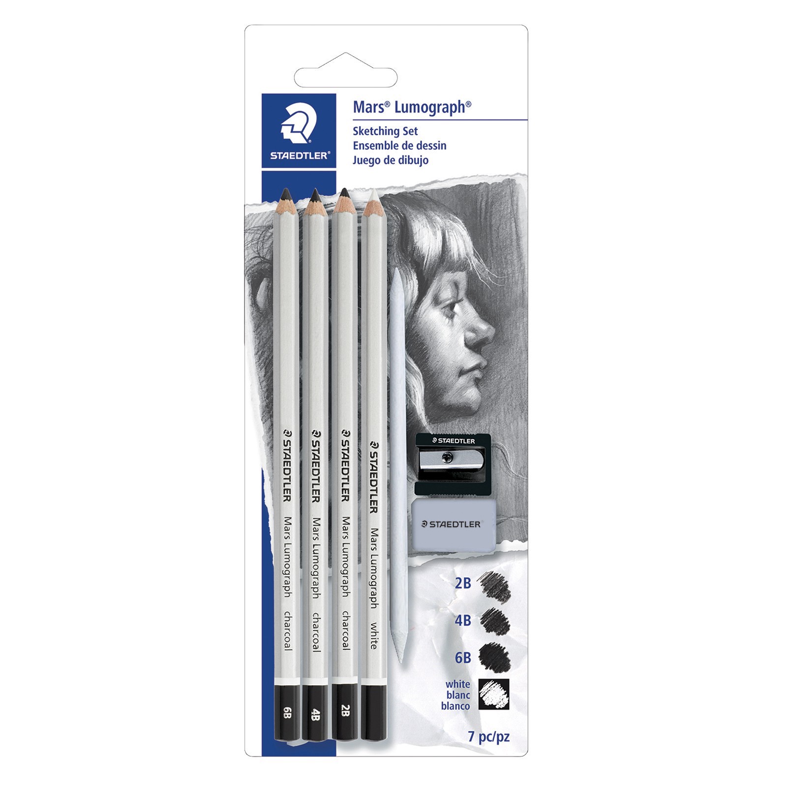 slide 3 of 4, Staedtler Mars Lumograph Charcoal Sketching Set, 7pc, 1 ct
