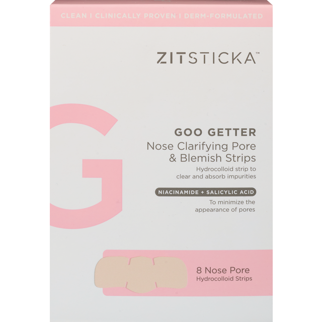 slide 1 of 1, Zitsticka Goo Getter Nose Clarifying Pore & Blemish Strips, 8 Ct, 8 ct