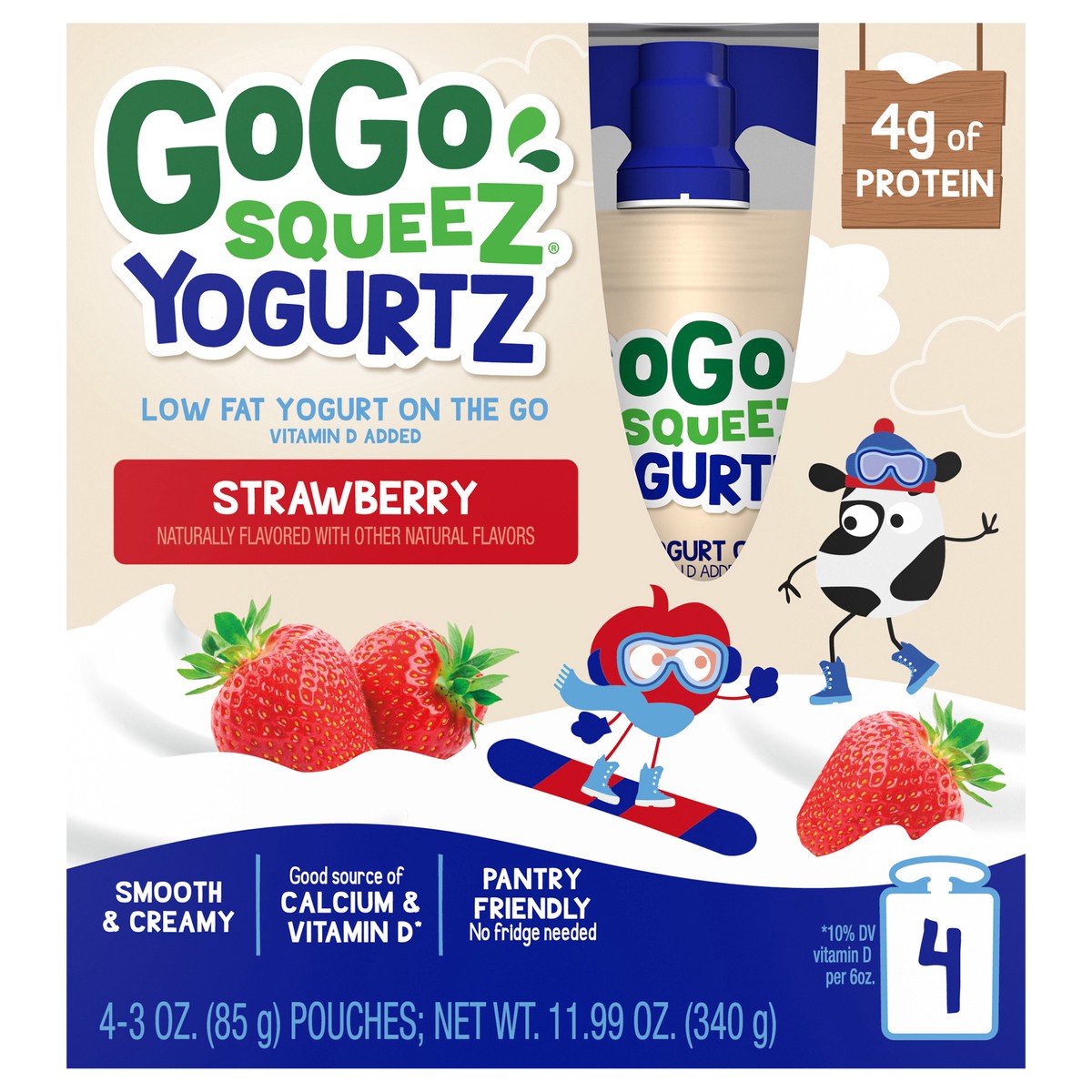 slide 1 of 9, Gogo Squeez Strawberry Yogurtz 4 Ct, 12 oz