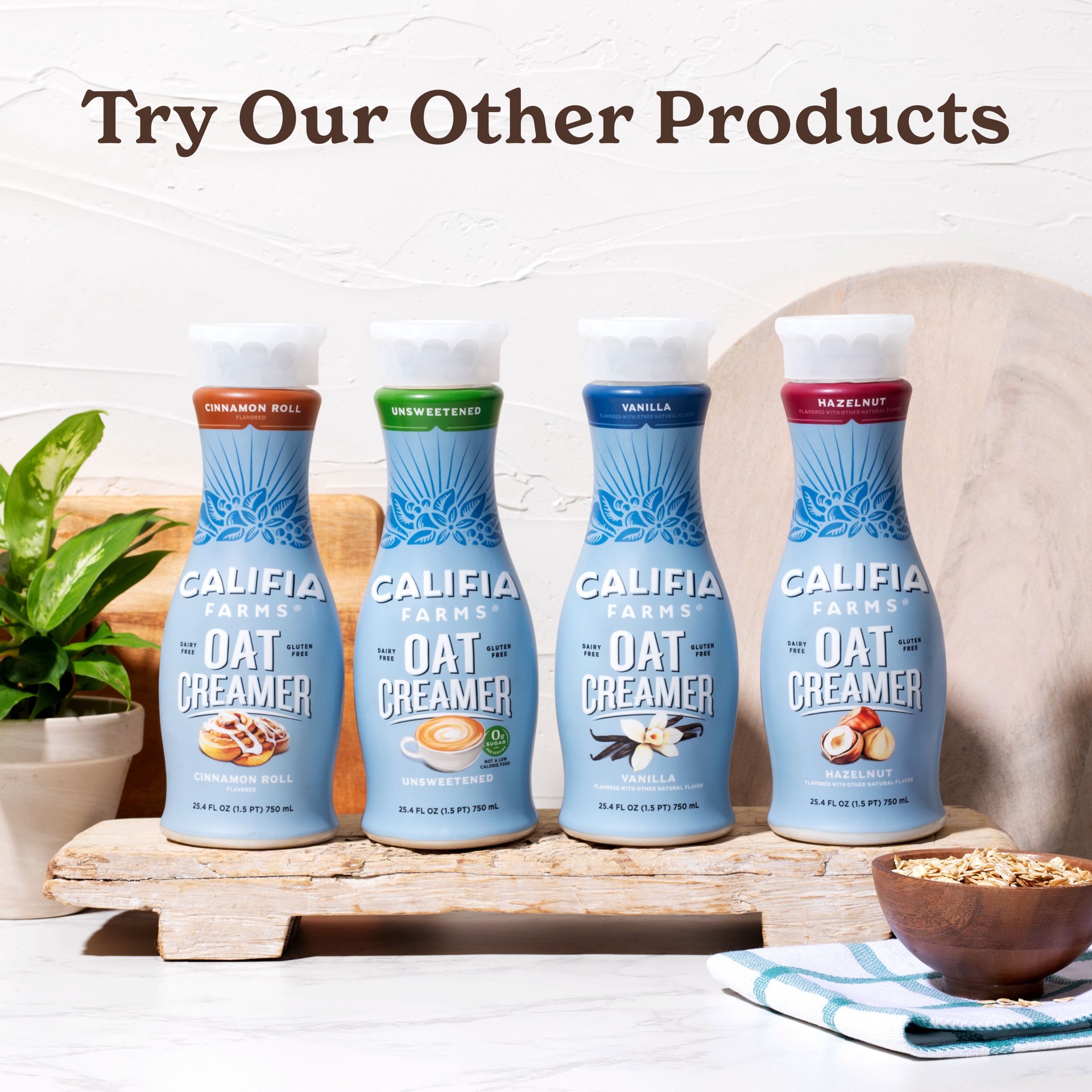 slide 5 of 5, Califia Farms Cinnamon Roll Oat Milk Coffee Creamer, 25.4 fl oz