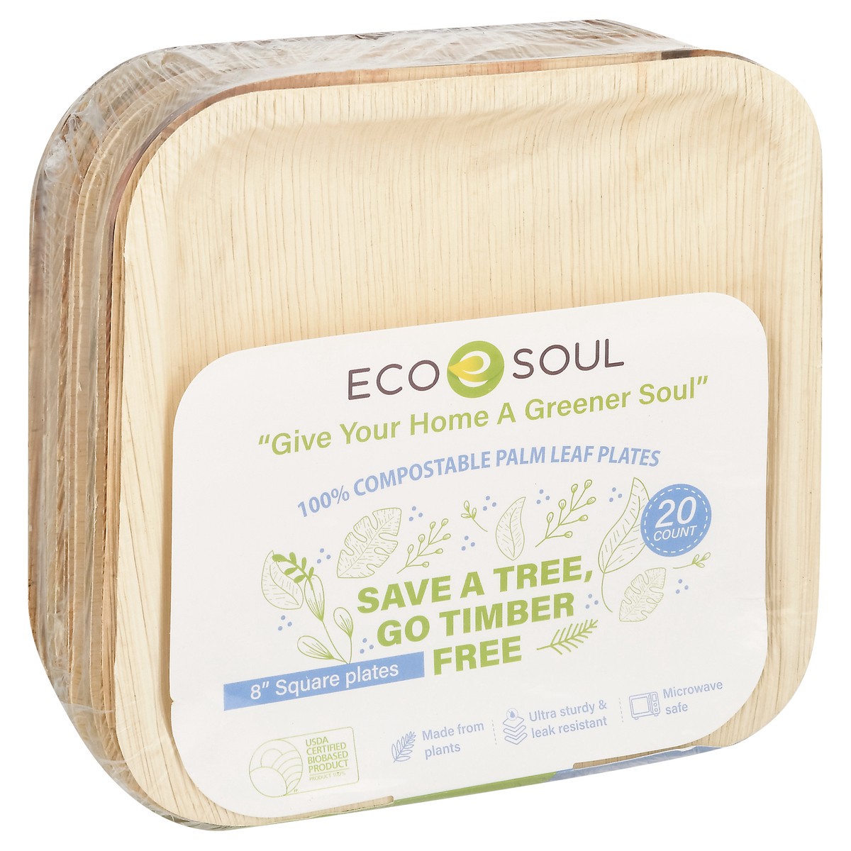 slide 4 of 12, Eco Soul Palm Leaf Timber Free 8In Plates 20Ct, 20 ct