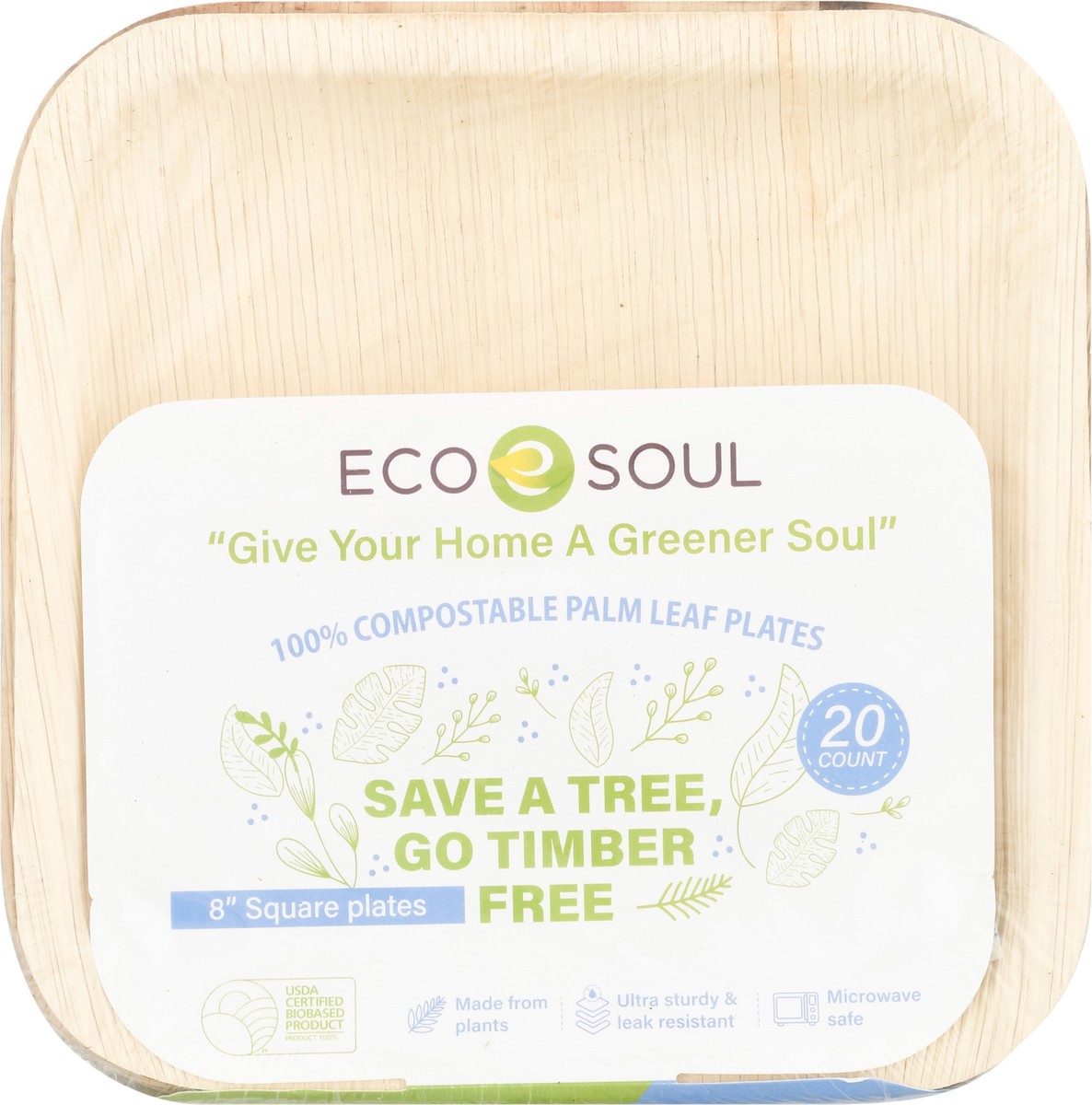 slide 12 of 12, Eco Soul Palm Leaf Timber Free 8In Plates 20Ct, 20 ct