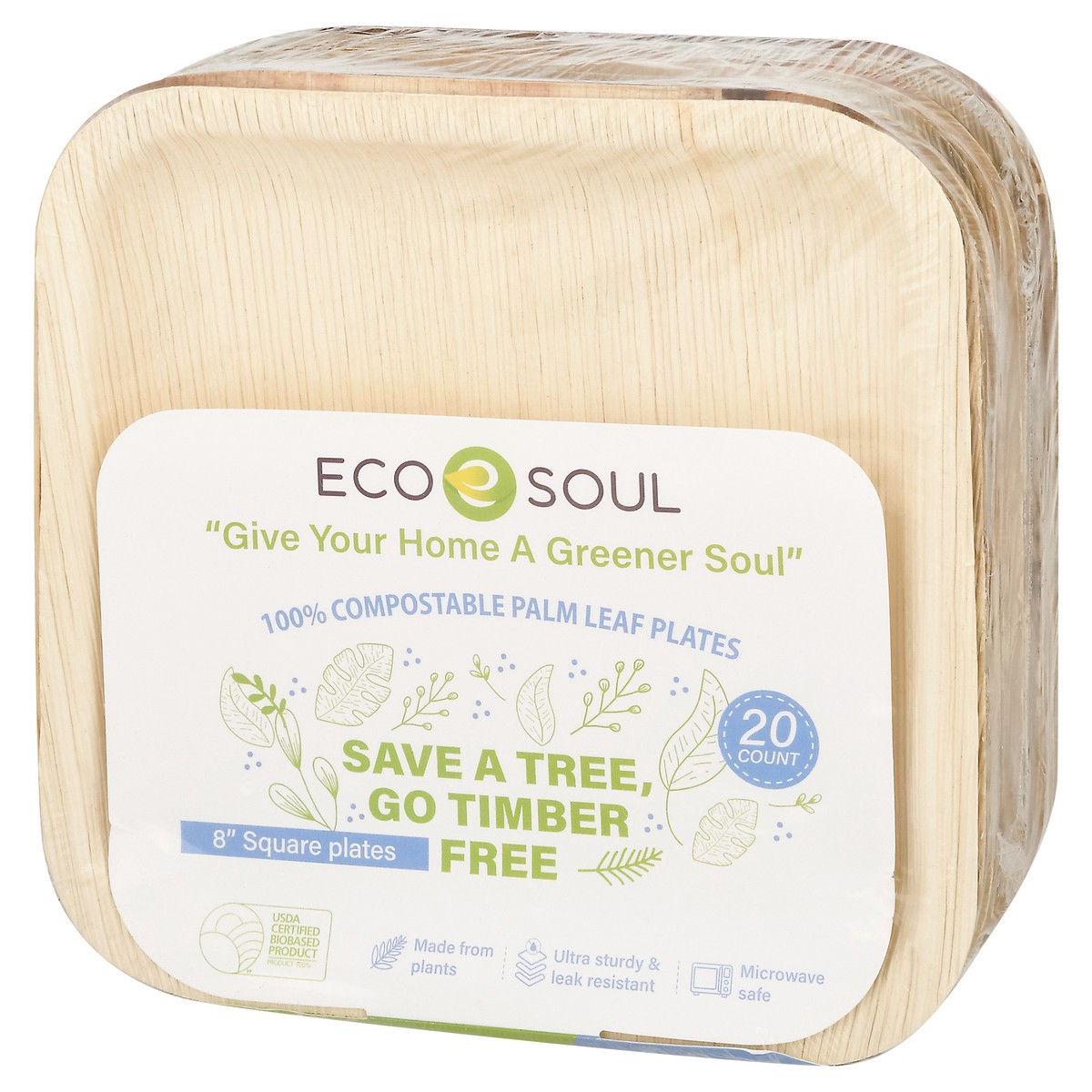 slide 2 of 12, Eco Soul Palm Leaf Timber Free 8In Plates 20Ct, 20 ct