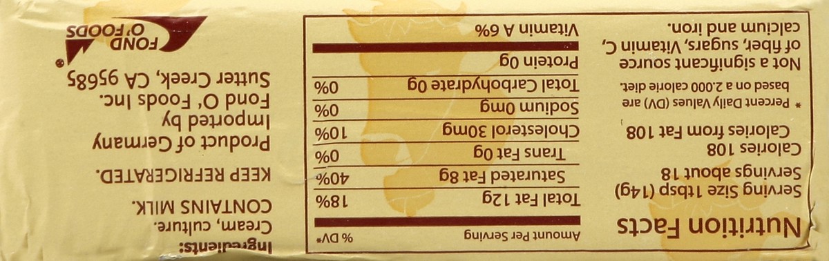 slide 2 of 5, Fond O' Foods Butter 8.8 oz, 8.8 oz